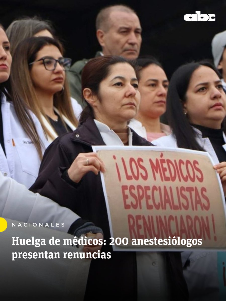 ABCDigital's tweet photo. ⚠️ RENUNCIA MASIVA DE ANESTESIÓLOGOS EN SALUD PÚBLICA

Más de 200 profesionales presentaron sus renuncias ante el Ministerio de Salud.

🔗 https://t.co/czPi6wJ89J https://t.co/LpJrGselKn