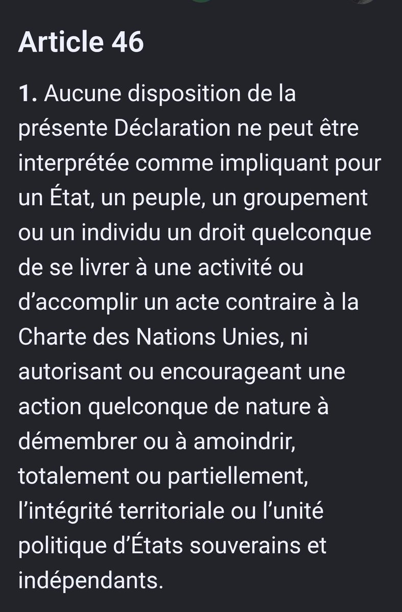 Krizalowicz's tweet photo. la propia Declaración de la ONU sobre Derechos de Pueblos Indígenas reconoce autodeterminación indígena, pero👉🏼artículo 46 aclara que nada en la Declaración puede interpretarse como autorización para menoscabar la integridad territorial o unidad política de Estados soberanos.😏 https://t.co/ITaBBMmWFF