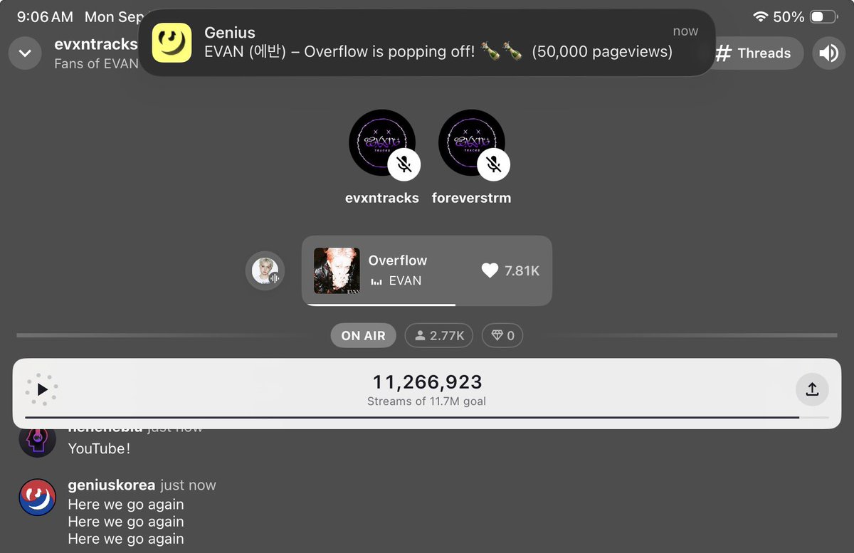Genius_kor's tweet photo. We are live with @evxntracks_strm! #DEATH_OF_ME #EVAN 

Come join us ➡️ https://t.co/lDOr1jQK0k https://t.co/l7iHl4YRBG