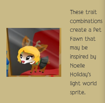 dailytobytrivia's tweet photo. In Animal Jam, you can unlock fourteen secret accessories when creating a specific configuration of the Fawn Pet. These accessories make a Fawn that looks like Noelle Holiday, and also can create her dark world form. https://t.co/Q11s3b1Nw0