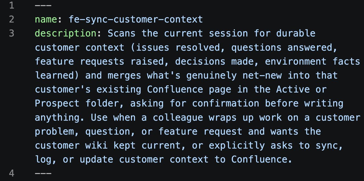 thealchen's tweet photo. 🥌 Current thinking, skills, and open questions for capturing relevant customer context into a wiki 🧵 https://t.co/JGr2dqNsaM