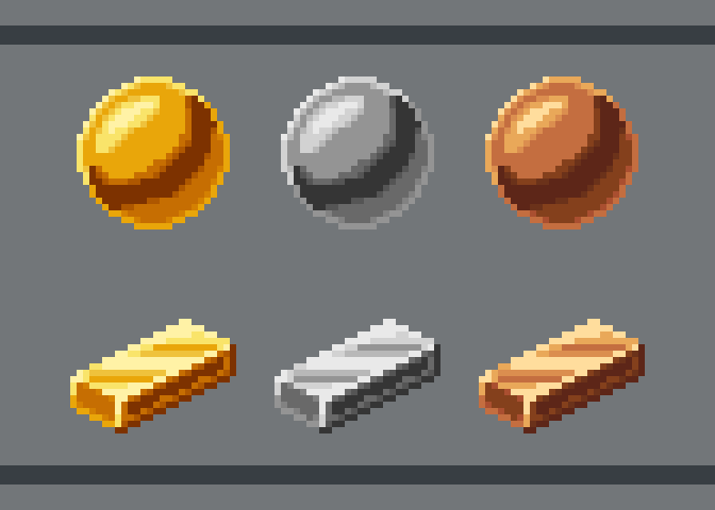 Fallwishe's tweet photo. Trying to understand metals #pixelart https://t.co/yWaxdmp0DX
