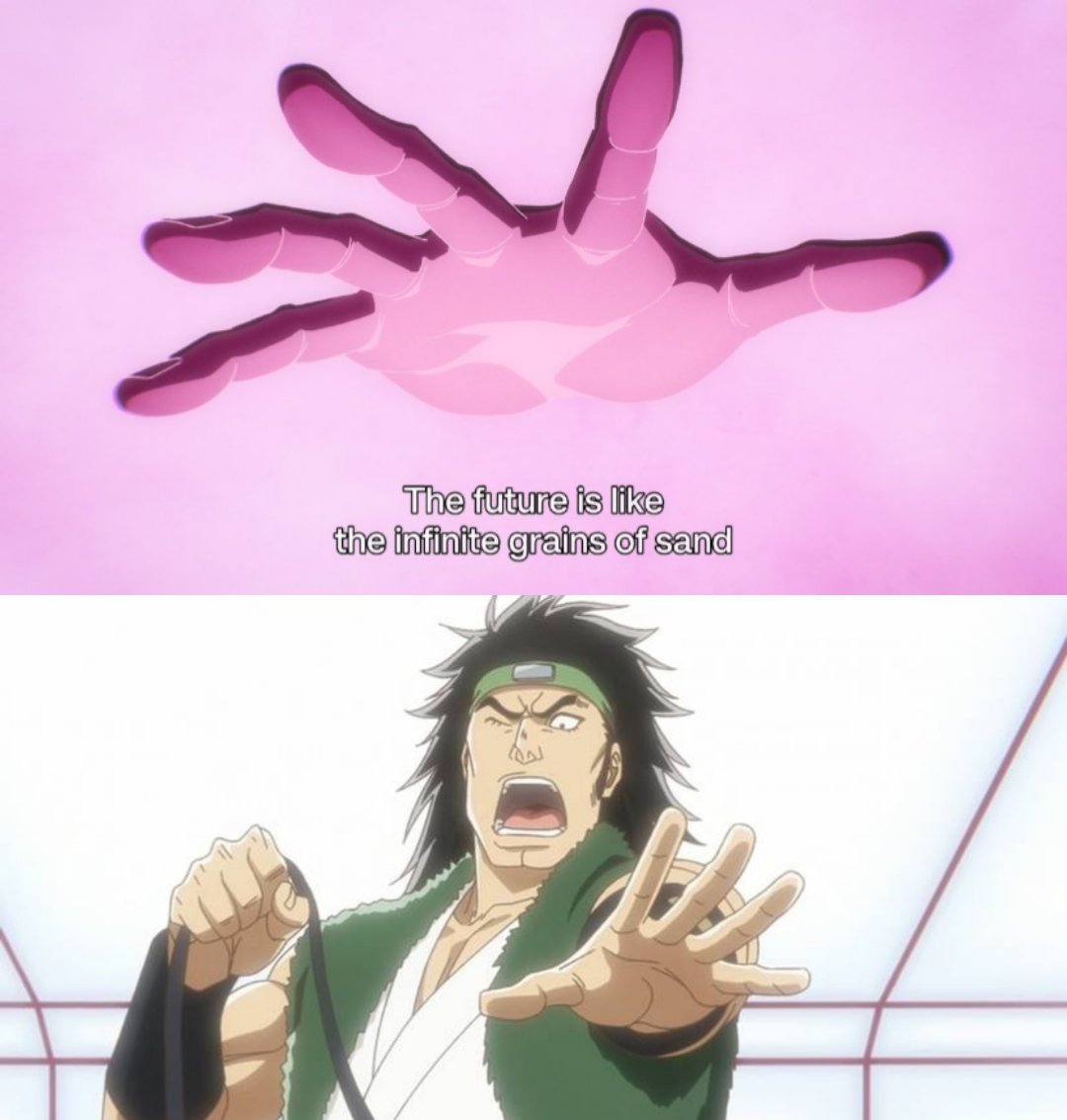 FAAAAAAAAANI_'s tweet photo. Yhwach - Describes that his power is going though timelines like their grains of sand

Ganju - Can control sand

Oh my god Kubo what are you cooking. https://t.co/iMcwblo9Ur