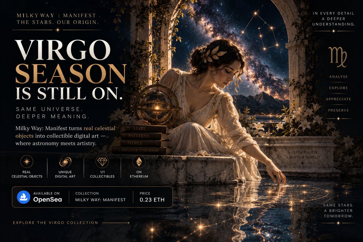 AishWhisky's tweet photo. This one's especially for the Virgo NFT collectors. 

Virgo season is on! &amp; so is #MWM's Virgo!

Collect your favourite Virgo star 👇
https://t.co/541eiKhjkO

#September #SeptemberVirgo #Virgo #VirgoSeason #NFTart #SpaceArt #Astronomy #Ethereum https://t.co/ya80iphGZH