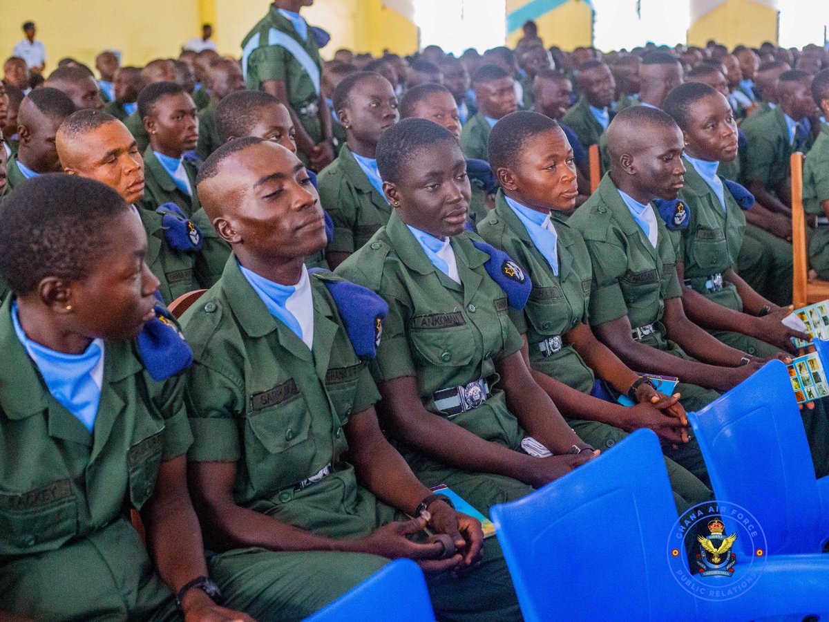 ghana_airforce's tweet photo. The Air Force Recruit Training School (AFRTS) held a Passing-Out Religious Service for 293 recruits of Course 1/2026 at the School’s Auditorium on Sunday, 6 September 2026.

Held under the theme, “Called to Serve, Prepared for Duty in Reliance on God,” the service formed part of activities marking the successful completion of the recruits’ six-month basic military training. It provided an opportunity for the recruits, instructors, families and well-wishers to give thanks to God for His guidance and protection throughout the training period.
.
Full story on our website at https://t.co/FU2qUrhgdG

Story by Cpl Agyare Bismark (2 Garrison PR Detach)
Pictures by ACI Ankomah Robert Peters