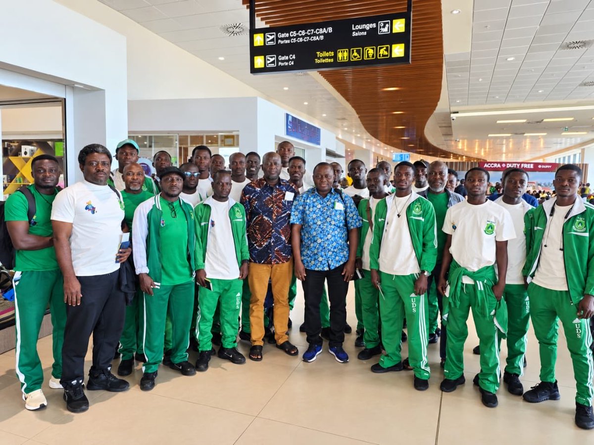 uds_official's tweet photo. ✈️🇪🇬 The Developers are off to Cairo! UDS, the reigning FASU football champions, head to Egypt to defend their title after their historic FISU World Championship triumph. 🏆⚽ #UDS #FASU2026 @fasuafrica https://t.co/TqvCkicbHf