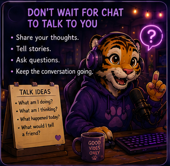 Motivatedtiger's tweet photo. Have a few topics ready.
Talk, ask, listen, connect.
#CreateAStream #Twitch #Streamer #StreamerTips #TwitchStreamer #TwitchCommunity #StreamingTips #ChatInteraction #CommunityBuilding #TwitchTips #StreamingCommunity #ContentCreator #StreamerLife #GoLive #NewStreamer https://t.co/rwXTbwqY5U