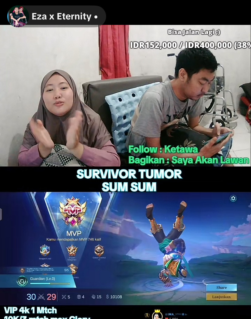 mlbbfess's tweet photo. ml! Warga mole. boleh minta tolong nggak? bantu ramaikan streamer ini, pasutri yg berusaha hidup bahagia in this economy,  suaminya lumpuh, kena tumor sumsum, tapi suaminya jago main lho, udah immoin 3 akun masyaAllah, yuk bantu ramekeun makasih🫶🏻 https://t.co/yJVw3Ne4hr