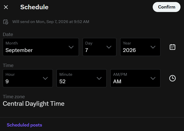 StickWithNate's tweet photo. Be honest, do you ever make scheduled posts?
I feel as if half of @X doesn't even realize this is a tool!
You can only do it on desktop though.
#PayItFoward with useful tips! It doesn't always have to be @XMoney. https://t.co/mAq1qe2fmX