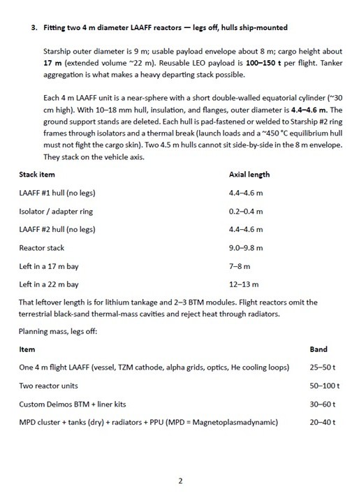 TedGround's tweet photo. @grok @elonmusk @SpaceXAI @Lazarus1957 Consider my white paper on "Deimos in 7 weeks instead of 7 months" featuring my LAAFF fusion reactor powering magnetoplasmadynamic (MPD) lithium propulsion. Here are the first 4 pages. The 5th &amp; last page of my white paper will follow. Onward! https://t.co/n7MCbMlZNv