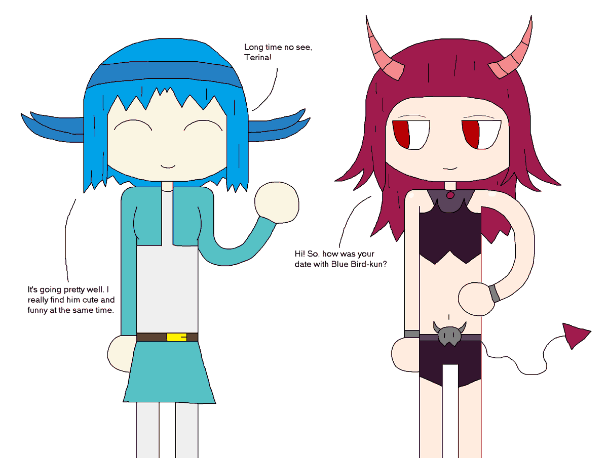 BlueBirdGaming2's tweet photo. Etsukama and Terina
#OC #OriginalCharacter #うちの子 #オリジナルキャラ #テリーナ・ヘルウィング #エツカマ・雪天使 #鬼娘 
https://t.co/mp5I3yUOGB https://t.co/OULIaPs6l3
