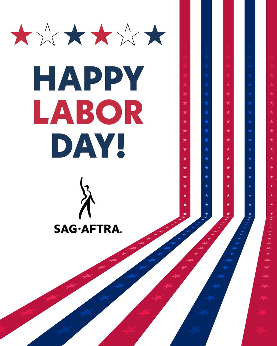 SAGAFTRALA's tweet photo. #LaborDay is a holiday created by the labor movement. Today, we celebrate the workers whose solidarity continues to move us forward. To our #SagAftraMembers, union siblings &amp; allies: thank you for standing together for stronger workplaces, fair treatment and workers’ rights. 💪 https://t.co/JEYmBYbuGI
