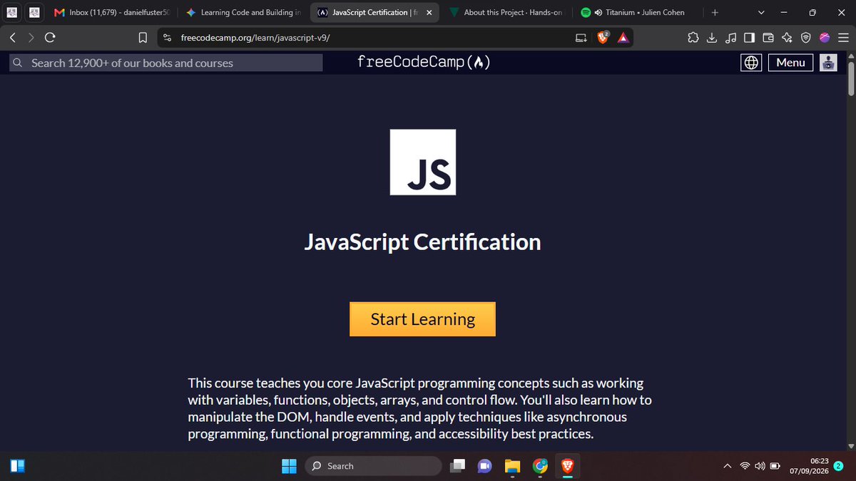 Sabernelstr7's tweet photo. Now starting a new journey of my life with JavaScript with @freeCodeCamp . Stick with me as I learn this rigorous programming language. Let's get the JS started...
#javascript #programming #100daysofprogramming #freecodecamp https://t.co/6z43aNyuTC