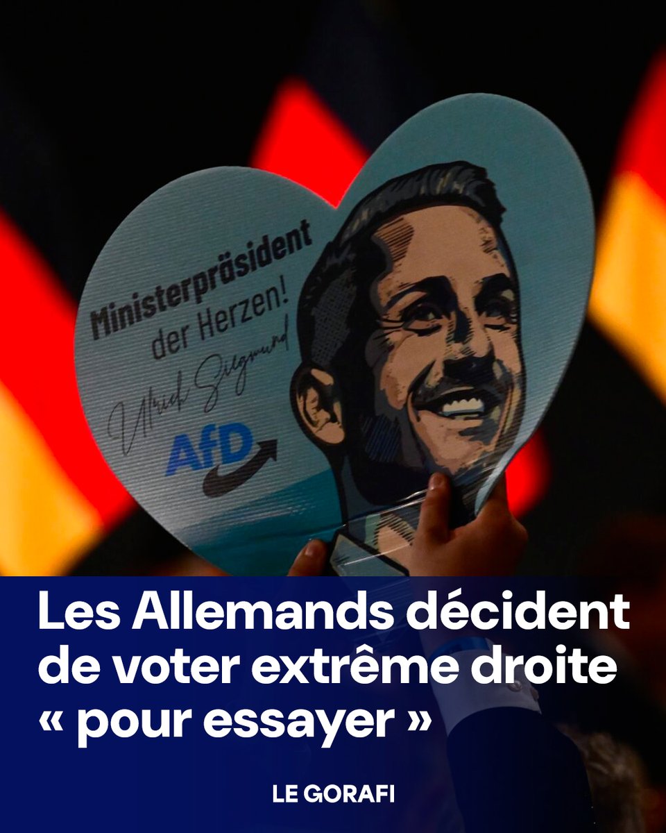 le_gorafi's tweet photo. Les Allemands décident de voter extrême droite « pour essayer » https://t.co/MRVbqSXvBE