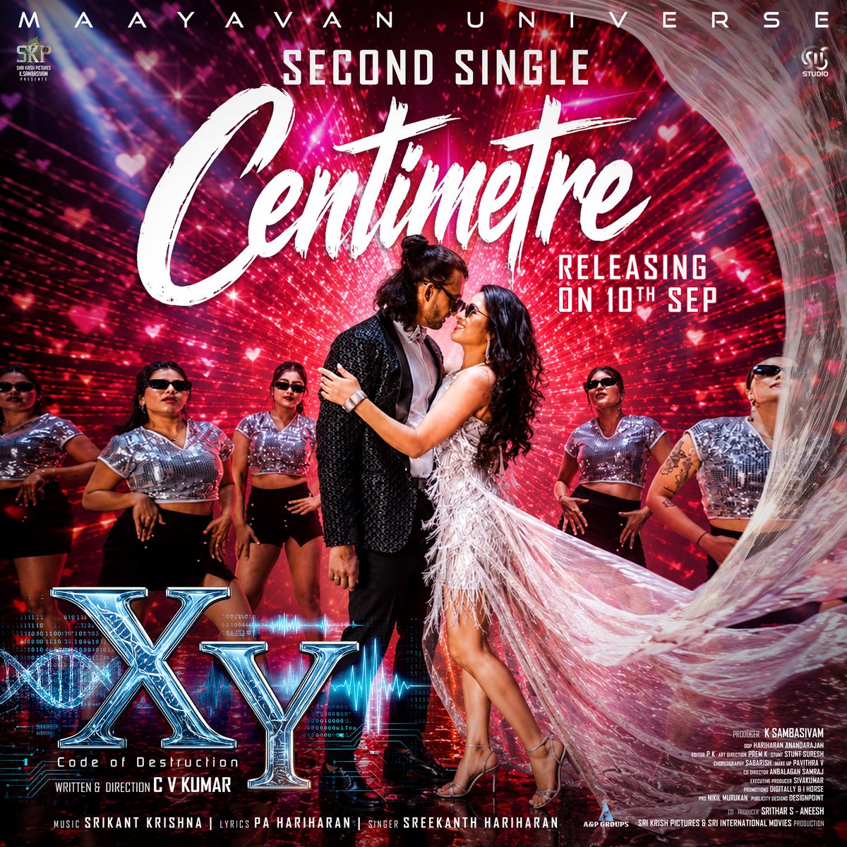 icvkumar's tweet photo. After the massive response to our first single, “Parandhu Pogum Manase,” The second single, “Centimetre,” arrives on 10th September. ❤️‍🔥

Get ready for the peppy dance number 

🧬 #XY A film by @icvkumar 
🧬 Produced by @SKPOffl

Co produced by #sriinternationalmovies https://t.co/hZbQXGNDnY
