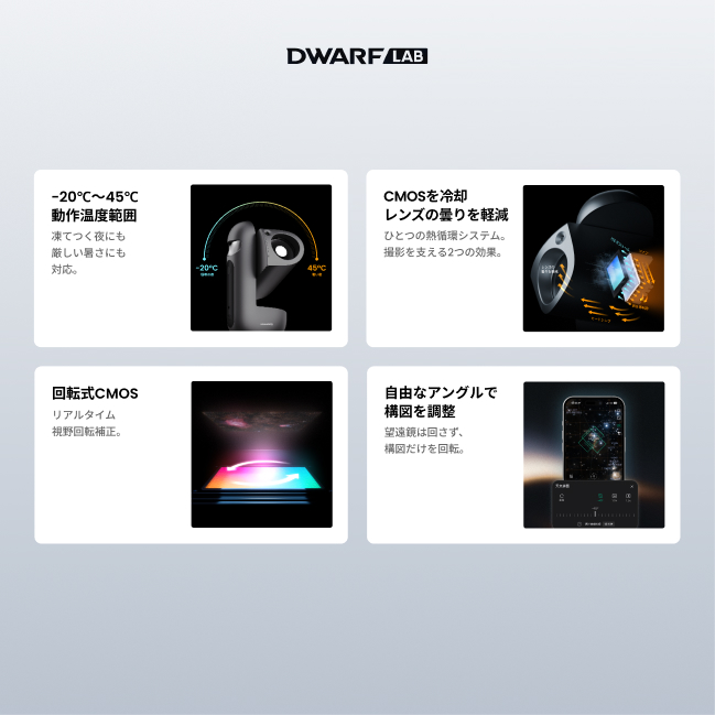 DwarflabJapan's tweet photo. Draco、ついに登場。

本格的な天文台を、持ち運べるかたちに。
✅ 90 mmの大口径と1/1.3型フラッグシップセンサー
✅ リアルタイムガイド補正対応のガイドスコープを内蔵
✅ 最長300秒の1フレーム露光
✅ リアルタイム視野回転補正に対応した回転式CMOS
✅ 換算焦点距離1200 mmの望遠レンズと23.3 mmの広角レンズ
✅ 望遠鏡本体を回さず、自由なアングルで構図を調整
✅ CMOS冷却とレンズの曇り軽減
✅ 重量5.5 kg、最長5時間のバッテリー駆動、−20℃〜45℃の動作温度範囲
スマート望遠鏡の新たな時代が、ここから始まります。

ただいま予約受付中：
https://t.co/PMbkoTAtmt

#DWARFLAB #Draco #ドワーフラボ #ドラコ #スマート望遠鏡 #天体撮影 #天体観測