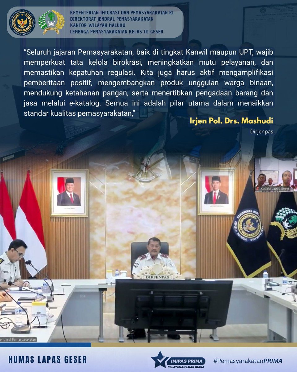 lapas_geser's tweet photo. Ikuti Arahan Strategis Dirjenpas, Lapas Geser siap tingkatkan tata kelola dan pelayanan publik.

Selengkapnya kunjungi ⛓️‍💥👇🏻
https://t.co/TiVSjr8QRt

#Kemenimipas
#ditjenpas
#kanwilditjenpasmaluku
#kakanwilditjenpasmaluku
#rickydwibiantoro
#arika https://t.co/rSpb52gW1U