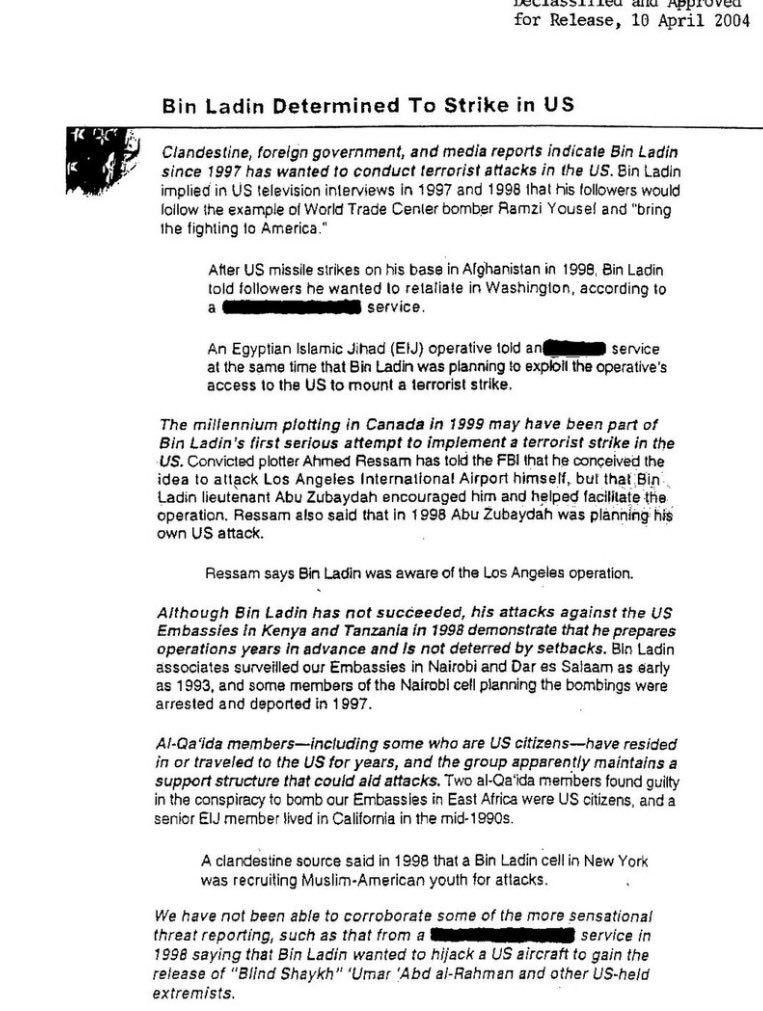 mehdirhasan's tweet photo. Yes I too wonder a President Gore would have ignored as President Bush did, for instance, an intel warning delivered to him literally a month before 9/11 warning him in the title ‘Bin Laden determined to strike in US’ https://t.co/kwkQZdPcb2