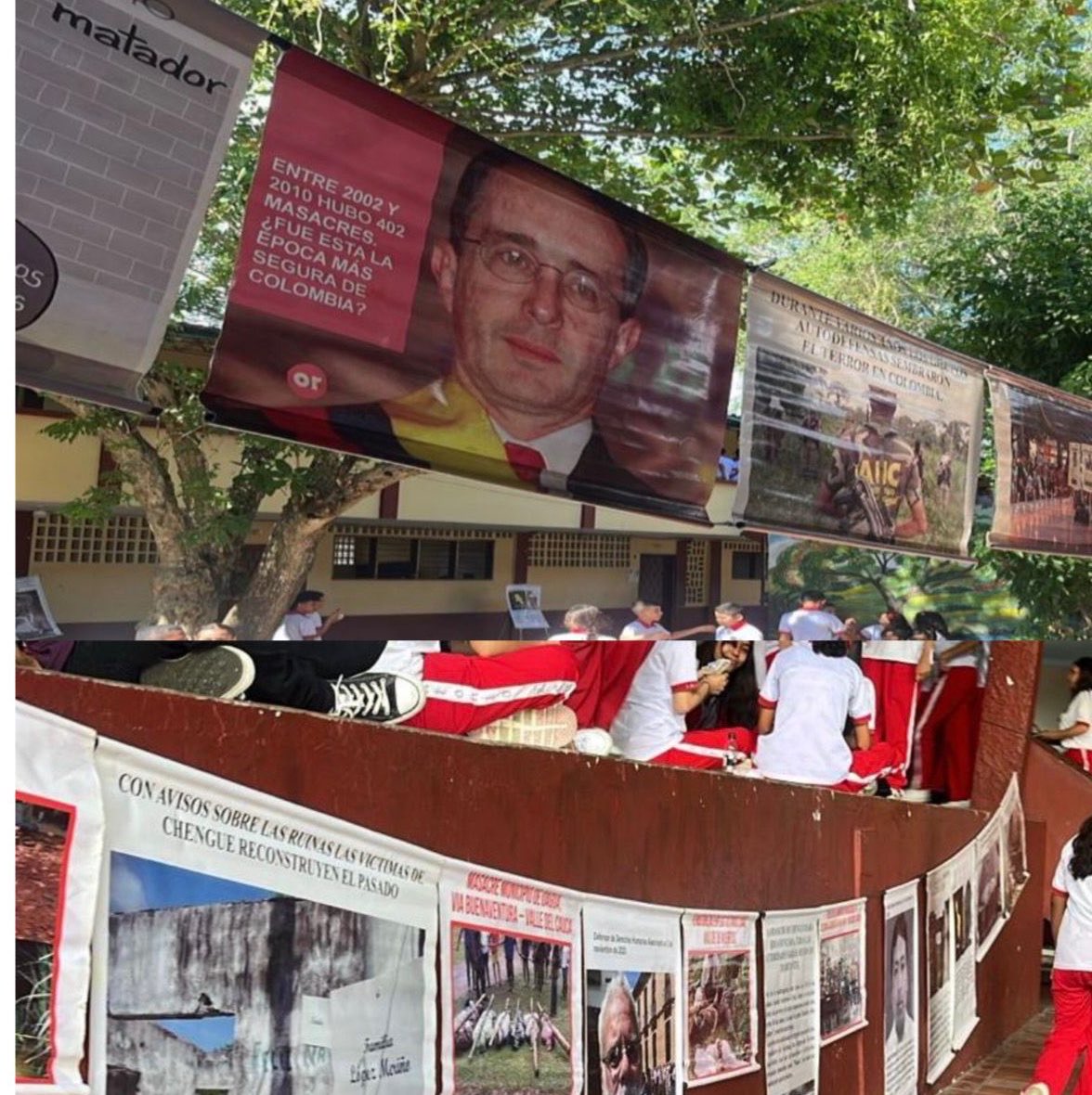 CeDemocratico's tweet photo. El Centro Democrático rechaza y pide investigar una actividad escolar realizada el pasado 1 de septiembre en la Institución Educativa Antonio Lenis de Sincelejo, donde se instalaron pancartas y mensajes políticos contra el expresidente Álvaro Uribe Vélez. 

La senadora @maguerral y el diputado Luis Alfonso Álvarez denunciaron los hechos recalcando que los colegios deben ser espacios de conocimiento, libertad y pluralismo, nunca escenarios de adoctrinamiento político.