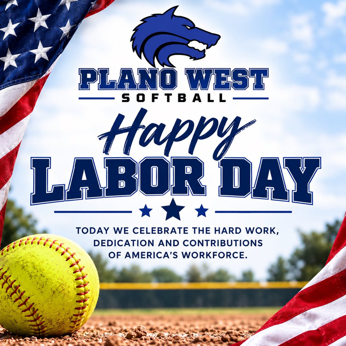 PWSH_Softball's tweet photo. πΊπΈ Happy Labor Day from Plano West Softball! πΊπΈ
Today we celebrate the hard work and dedication of those who keep our communities strong. β€οΈπ€π
Enjoy the day, Wolfpack! πΊπ₯ #lwg #planowestsoftball #planowest #laborday https://t.co/IuFN2Cn70V