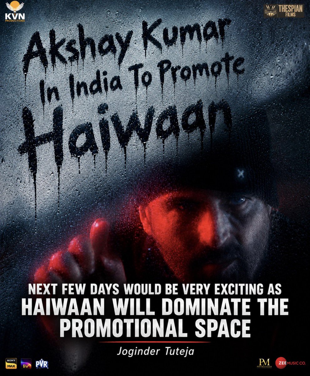 Tutejajoginder's tweet photo. #Haiwaan all set to intensify campaign this week.

#AkshayKumar has come to India for a couple of days to promote the film after taking a quick break from the shooting of #Samuk. 

The film is anyways making the right noise and the buzz is increasing with every passing day. There is a lot of chatter around the psychological thriller, especially at the urban centres (which is its target audience) and next few days will see a lot of #Haiwaan dominating the digital, print, theatres and outdoors media.