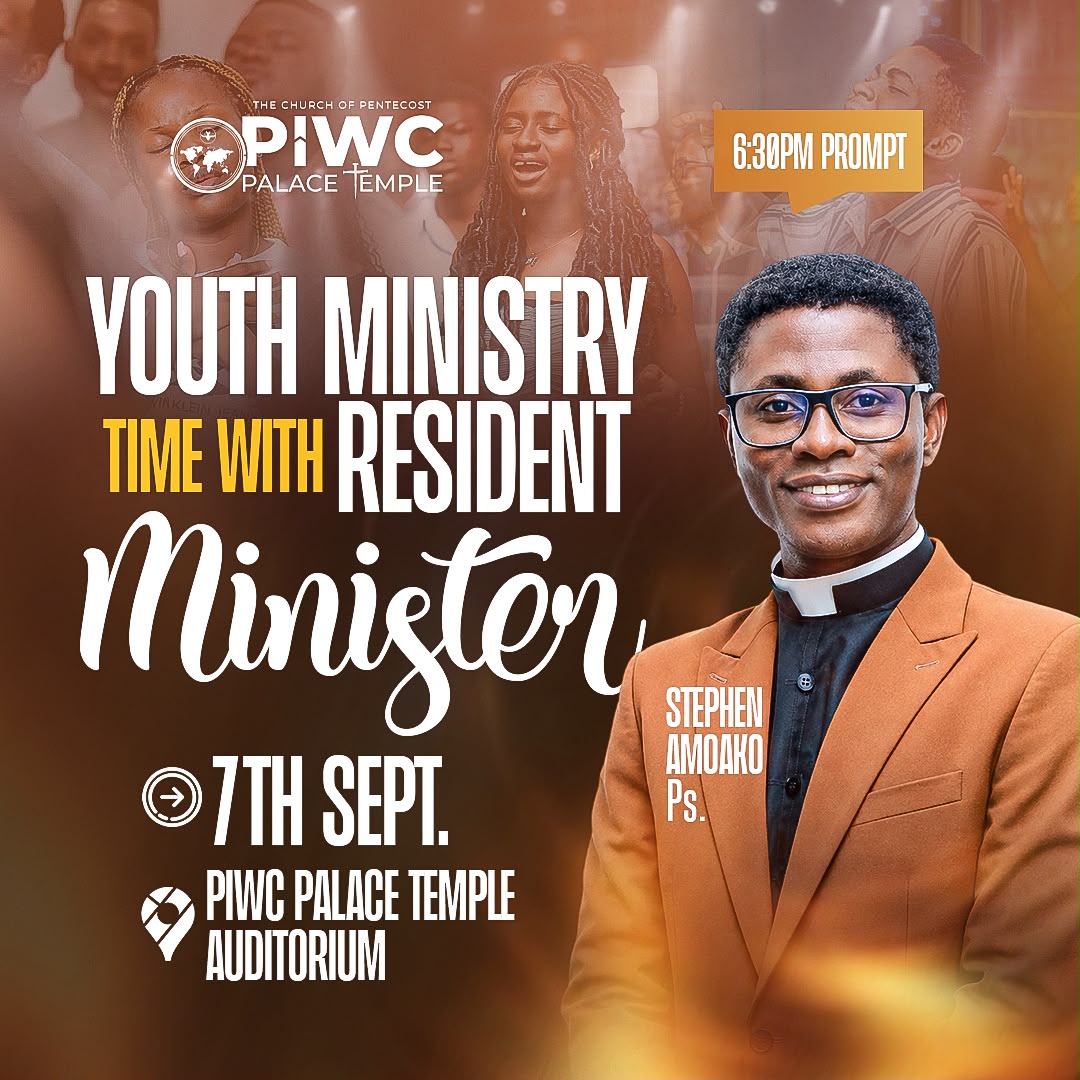PIWCPT's tweet photo. YOUTH MINISTRY TIME WITH OUR RESIDENT MINISTER

Come ready for a refreshing time of worship, fellowship, prayer, and a Word that will strengthen your walk with God.
🗓️ Today, 7th September
📍 PIWC Palace Temple
⏰ 6:30 PM PROMPT
#Church|#youthariseandshine #Piwcpalacetemple https://t.co/9WIfjysyHd