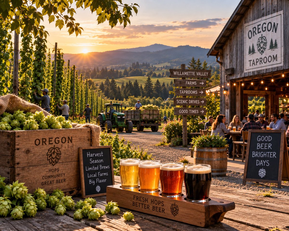 InCityExp's tweet photo. 🍻🌿 Dive into Oregon's fresh-hop harvest! 🚜 Explore the aromatic Willamette Valley, sip limited-time brews, and enjoy stunning farm drives and cozy taprooms. This golden season is fleeting — don’t miss your chance for a taste of fall magic! #Oregon #HopHarvest https://t.co/S7TOyjNhWI