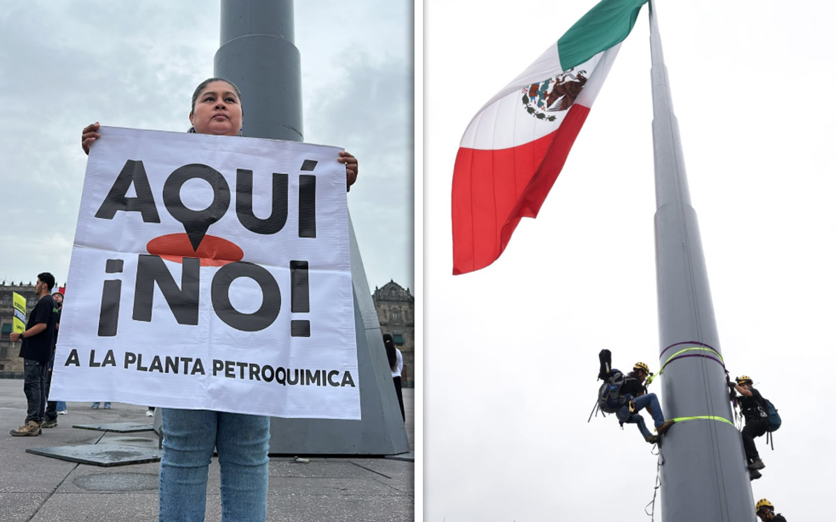 AristeguiOnline's tweet photo. 🚨Escalan asta bandera en el Zócalo para exigir cancelar planta de amoníaco en Topolobampo
https://t.co/6wjSG4VyM8 https://t.co/jxYouHeHMg