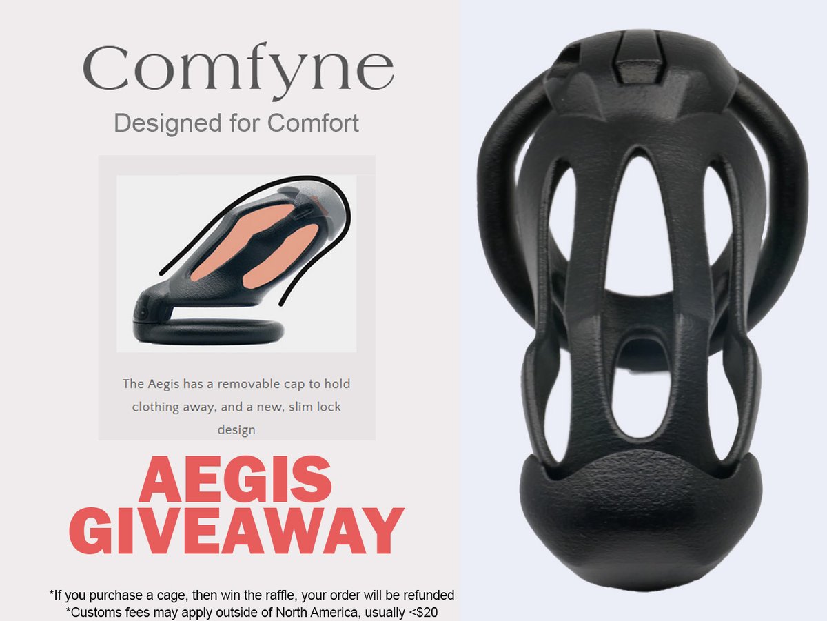 comfyne's tweet photo. We're running our September giveaway for an Aegis!

Earn 1 entry for each of
💌 Follow @comfyne
🔄 Like and repost this post ​
💬 Comment your favorite aspect of chastity!

We make comfortable, engravable cages, designed with uncut folk in mind

Ends: September 30th https://t.co/fUH9ajqOdT