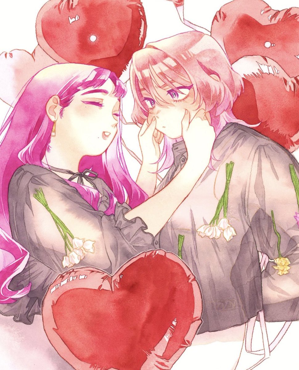 battan8's tweet photo. カラーまとめ💜🩷
4巻の表紙もかわいく描けたから早く見せたい！11月です https://t.co/HJBOZuZBde
