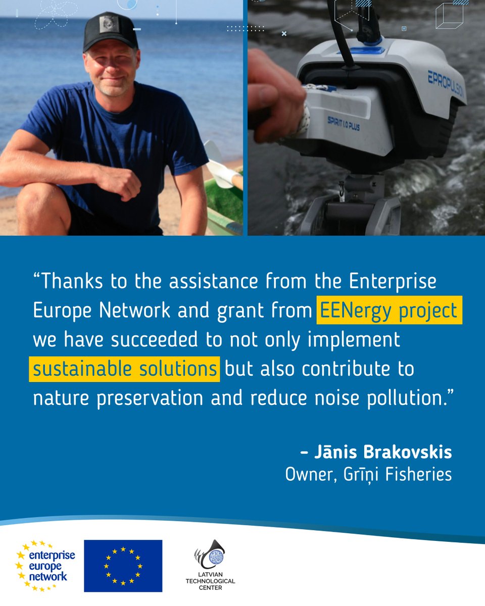EEN_EU's tweet photo. 🌊 “One sunny morning, I set out in complete quiet.”

With Network support and an EENergy grant, 🇱🇻 fisherman Jānis Brakovskis installed a cleaner, quieter electric engine for his family business, Grīņi Fisheries. 🎣

Read more: https://t.co/xDSilnqxrX

#EENCanHelp https://t.co/0ECPgMjStR