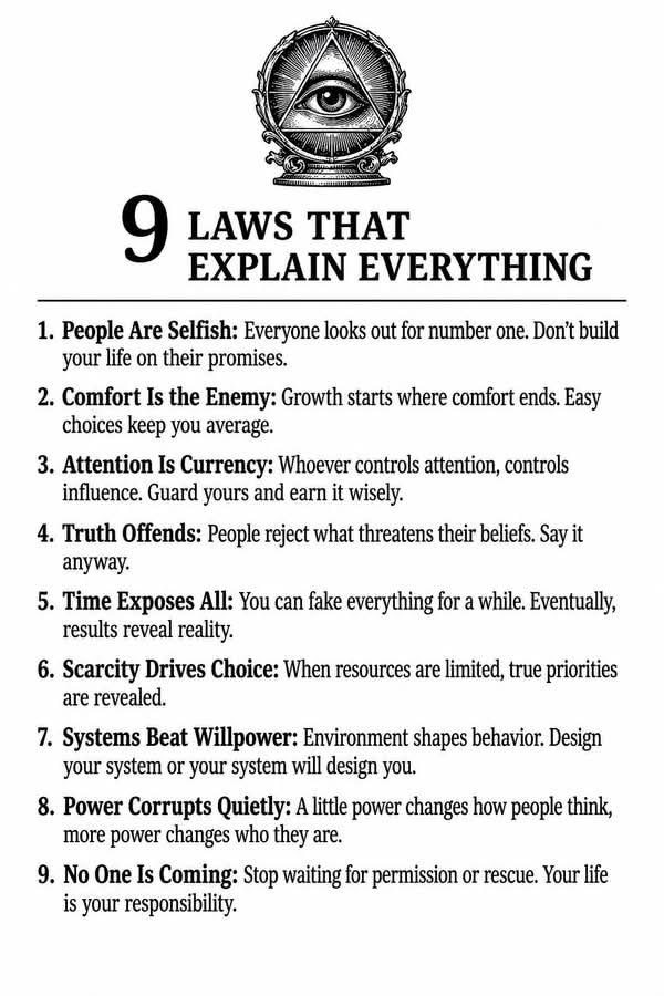 KnowledgeOfOld's tweet photo. The 9 Laws that Explain Everything 📌 https://t.co/9bvLkz1OWK