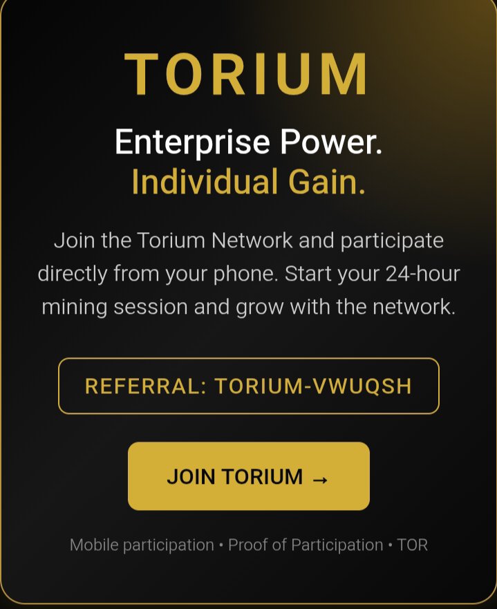 babsho405's tweet photo. ⚙️ Torium is building beyond hype.

Its Proof of Participation (PoP) model puts network participation at the center of its ecosystem—connecting users, activity, and blockchain utility.

The future belongs to networks that people actively participate in.

#Torium #Web3 #AI #crypto https://t.co/7EFmyk5BHR