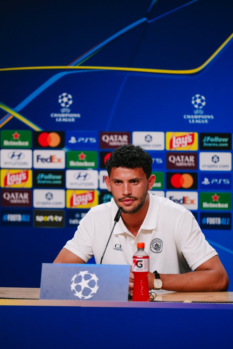 ManCity's tweet photo. Matheus 💬 We understood right away, when we saw in the meetings, what we will face tomorrow. A very well-prepared and excellent team and we have to be at our best level otherwise, we will not get a good result. https://t.co/PnwG8aat2S