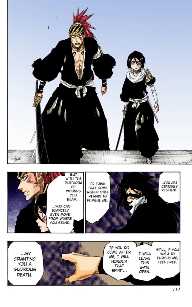 raven_star_5133's tweet photo. I think this scene from the manga has been cut entirely. At the end of episode 47, Yhwach opened a similar portal and left, while he was nowhere near Renji and Rukia.

That kinda sucks because it was a cool dialogue, but understandable as well...
#BLEACH_anime
#BLEACH   #TYBW https://t.co/DvFJreglVS