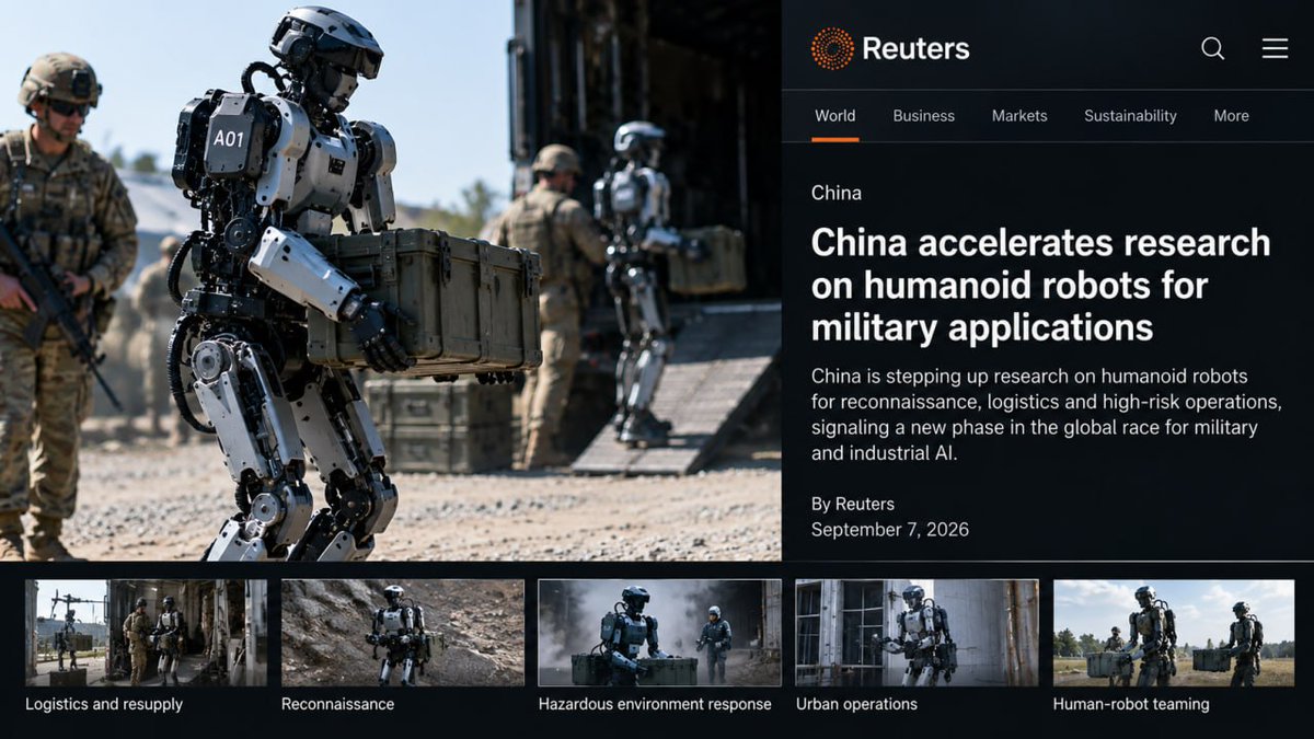 CapitolTicker's tweet photo. Humanoid robots are no longer just a factory story.
They’re becoming a defense story too.
China is already exploring humanoids for reconnaissance, logistics and high-risk military operations.
That changes how I think about the robotics opportunity.
I’m not just watching the companies building the robots.
I’m watching the companies building the infrastructure behind them:

$NVDA — AI compute
$AMD — edge compute
$OUST — perception / lidar
$BWXT — defense + nuclear infrastructure
$OKLO — next-gen power

The biggest winners of the robotics era may not be the companies with the coolest robot.
They may be the ones supplying its brain, eyes and energy.
That’s where I’m looking.

Physical AI is just getting started. 🤖