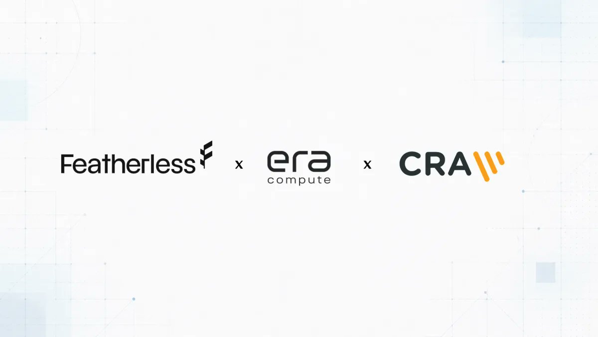 era_compute's tweet photo. @FeatherlessAI  needed dedicated GPUs for inference. Under a month later, its DGX B300 cluster was running production workloads at CRA.

We matched the requirement with available hardware. CRA was already an Era Compute partner, so delivery planning could start immediately. https://t.co/TFfJEyFh55