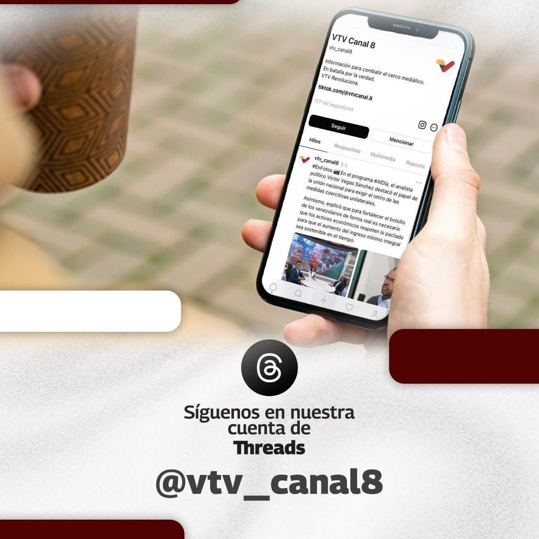 VTVcanal8's tweet photo. ¡Tu ventana informativa también está en Threads! 🌐
 
Síguenos en https://t.co/fb87eNR7zc mantente conectado con la mejor programación e información de primera mano. 📱 https://t.co/ErhG4f1BY4