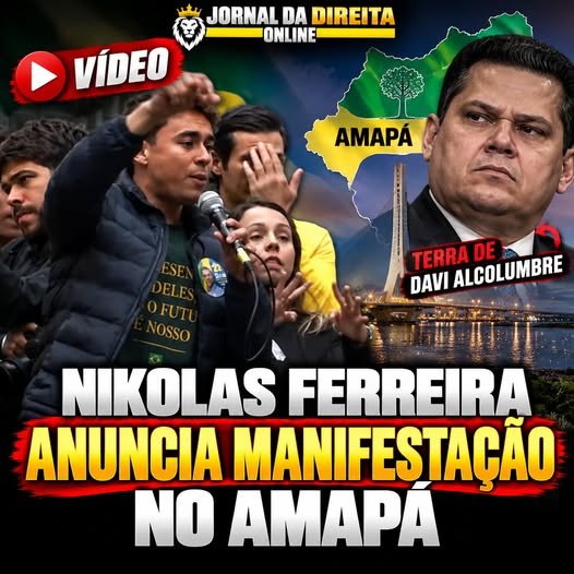 JornalBrasilOn2's tweet photo. Nikolas Ferreira anuncia manifestação no Amapá, terra de Davi Alcolumbre.  https://t.co/0hnZwRfVNP https://t.co/oeHmOOcMub