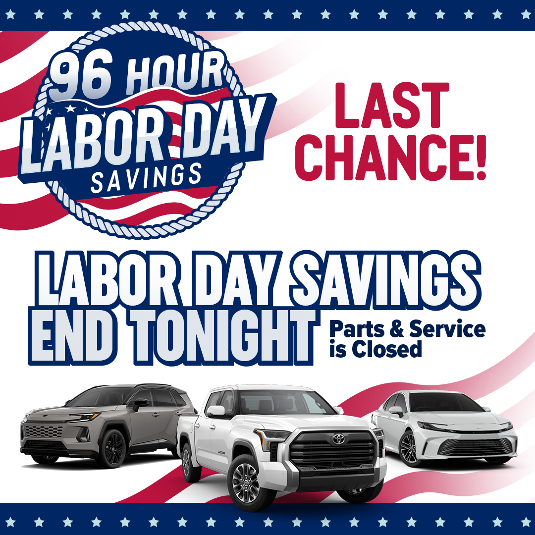 fredhaastoyota's tweet photo. Final day. Final chance. 🇺🇸

Our 96-Hour #LaborDaySavings end tonight. ⏰
Service &amp; Parts: CLOSED

Stop by and let our team help you drive home a new ride! #Houston #SpringTX https://t.co/02NVb0nh5C