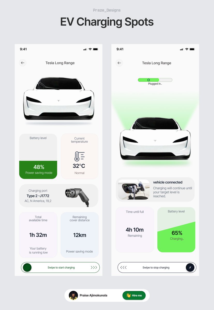 Prazepraze's tweet photo. When designing this EV charging mobile app for a client, we focused on solving the friction points that cause real-world user drop-offs and charging anxiety.

Open for mobile product design projects, DM me.
#productdesign #UIUX https://t.co/1bWQdOCABC