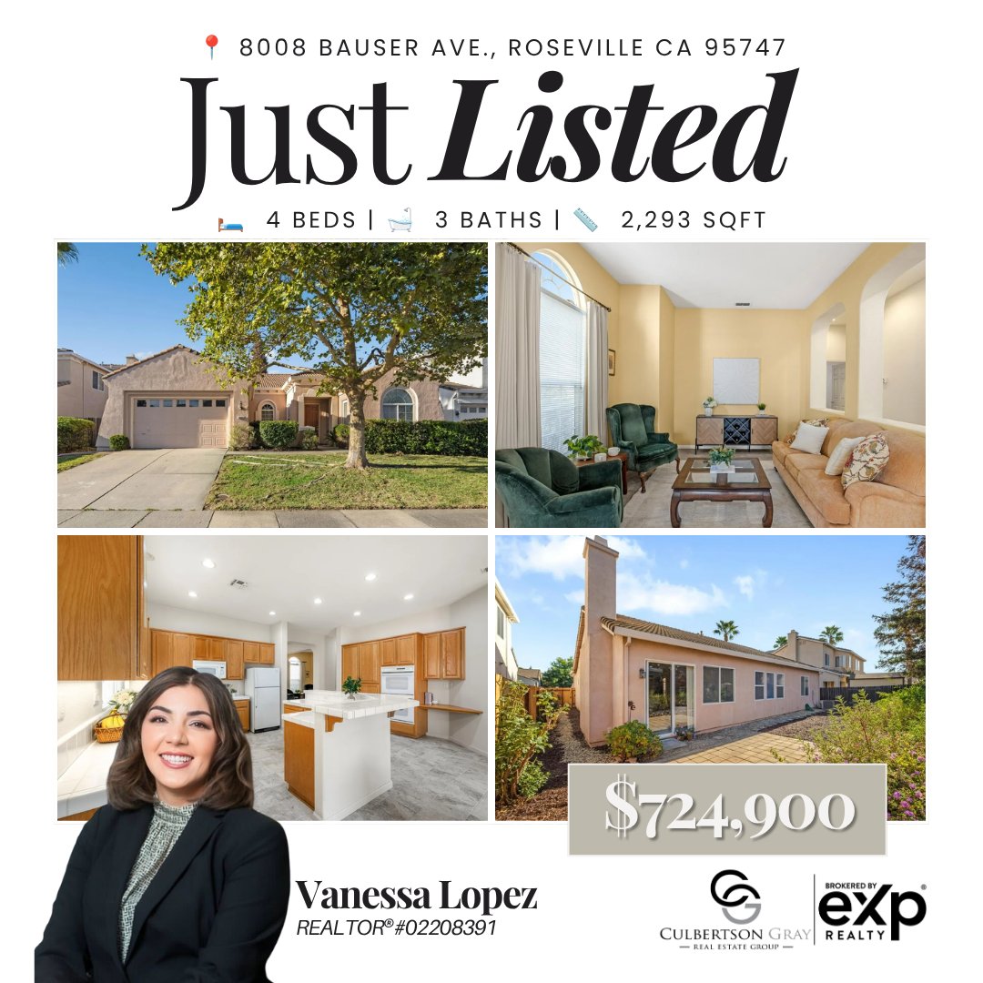 culbertsonand's tweet photo. ✨JUST LISTED!✨ 

📍 8008 Bauser Ave., Roseville CA 95747
🛌 4 Bedrooms
🛁 3 Bathrooms
📏 2,293 SqFt  
💰 $724,900

https://t.co/zuJHbwftTa 

#culbertsonandgraygroup #realtor #realestate #justlisted #newlisting  #expproud #sacramento #roseville #california https://t.co/dIfra3bTiu