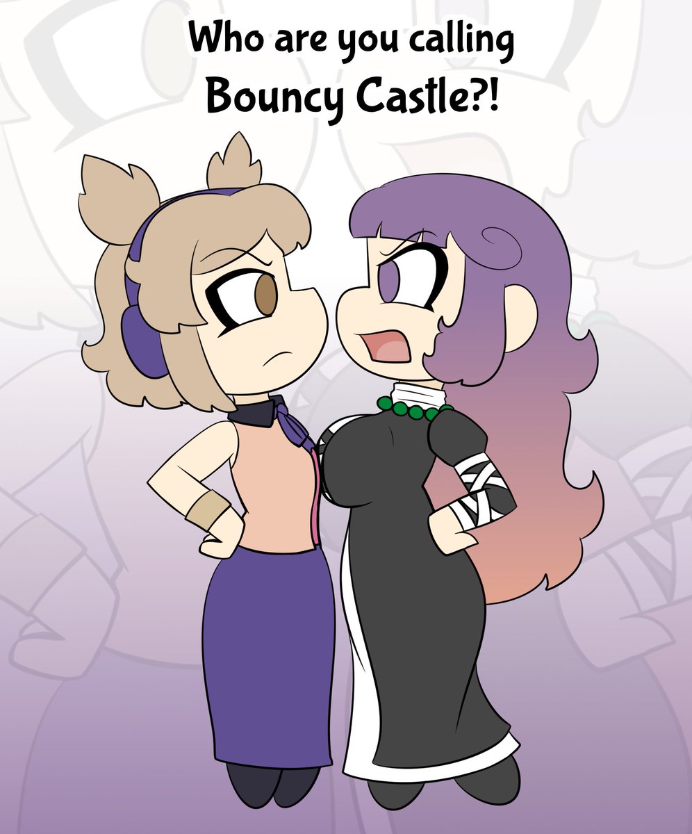plst41's tweet photo. Who are you calling Bouncy Castle?!

This is a commission I made for @Columbiapiece !

He wanted a follow up to the Bouncy Castle comic, and a reference to the classic Chun-Li / Mai art.

#touhou https://t.co/3MczLSmvL5