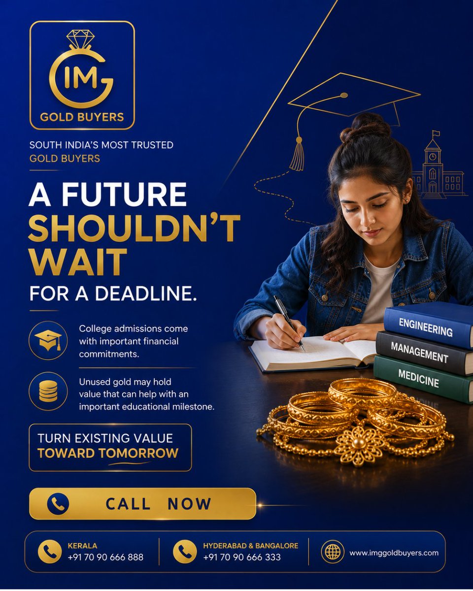 img_gold's tweet photo. A future shouldn’t wait for a deadline.
When college admissions come with important financial commitments, your unused gold could help you take the next step.
🌐 https://t.co/AX1AIbKBr1
#IMGGoldBuyers #GoldBuyers #CollegeAdmission #EducationGoals #GoldValue #SellGold https://t.co/0bteoxcsIy