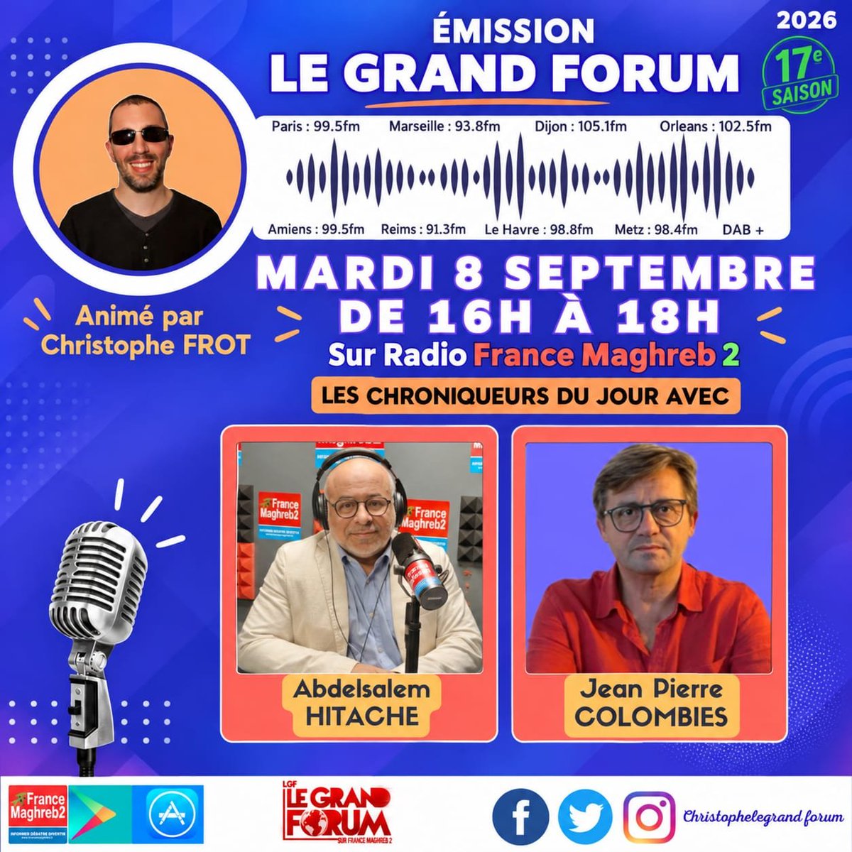 FrotChristophe's tweet photo. Sécurité, libertés, narcotrafic : jusqu'où faut-il aller ? l'Algérie au Niger et un face à face explosif sur l'abaya.
Le #lgf ce mardi avec Jean-Pierre COLOMBIES ancien commandant de police et @AslemHitache président associatif. https://t.co/YIpLRzqVka