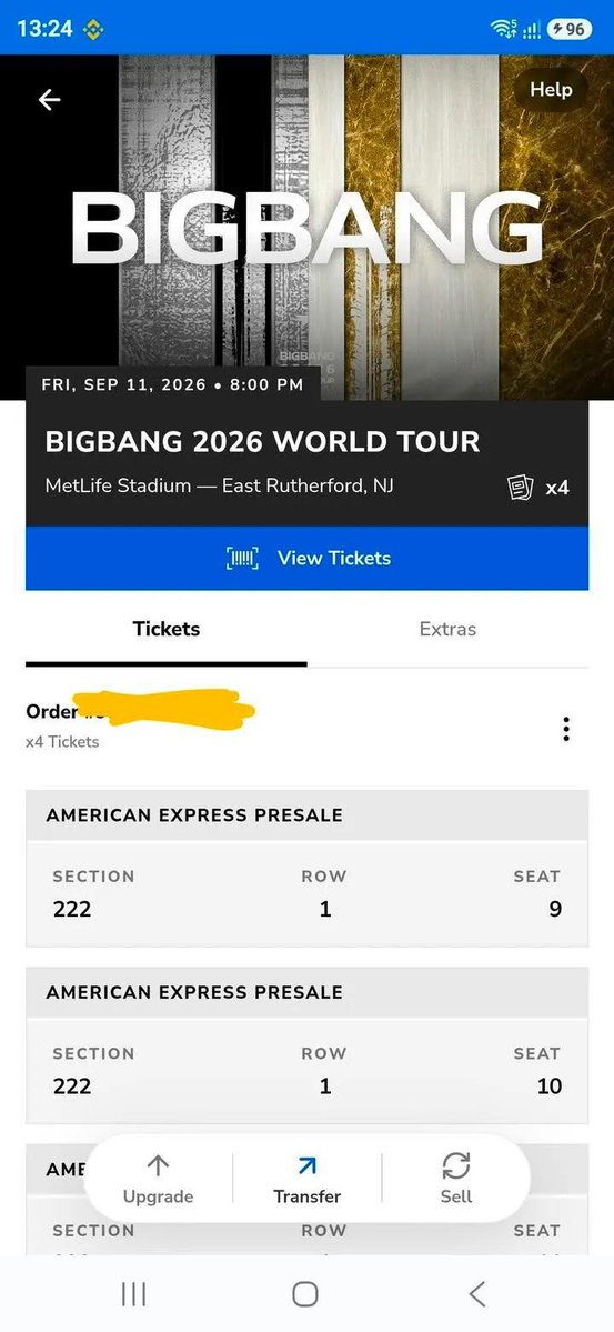 Jess_8s's tweet photo. 💙 WTS BIGBANG NJ tickets! 🔥

📅 Sept 11, 2026
📍 MetLife Stadium
🎟️ Sec 222 • Row 1
🎟️ 4 together
💰 $150 each

Can sell 1–4 tickets! DM if interested 💙

#BIGBANG #BIGBANG2026 #BIGBANGNJ https://t.co/kQJZFC9nES