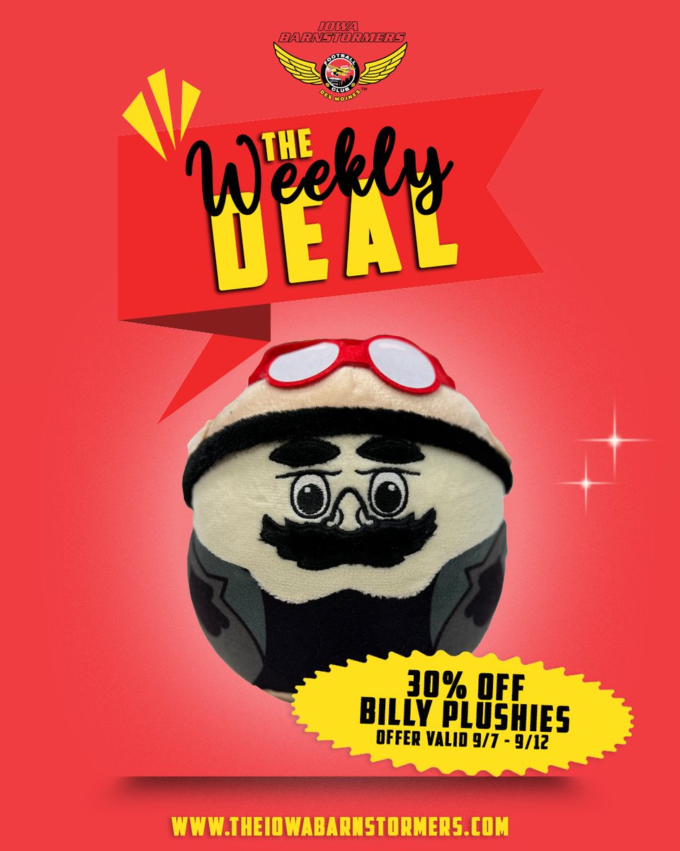 iabarnstormers's tweet photo. The Weekly Deal has landed ✨

Score 30% off your very own Billy the Barnstormer mascot plushie.

Shop now 📷 https://t.co/USAtcaO4WF https://t.co/nwEu8dj55Q