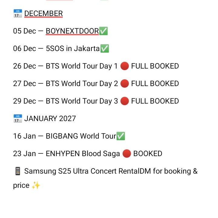 NxrrrH's tweet photo. OPEN RENTAL HP KONSER 📸✨

Mau dapetin fancam jernih &amp; detail?

📱 Samsung S25 Ultra
🎥 Cocok untuk konser &amp; fanmeeting
🔋 COD VENUE 
💲Start from 450K

📩 DM untuk cek harga &amp; ketersediaan!

Slot terbatas, booking dari sekarang yaa 🫶🏻
#sewahpkonser  #fancam #konser #fanmeeting https://t.co/ax3LHoajnW