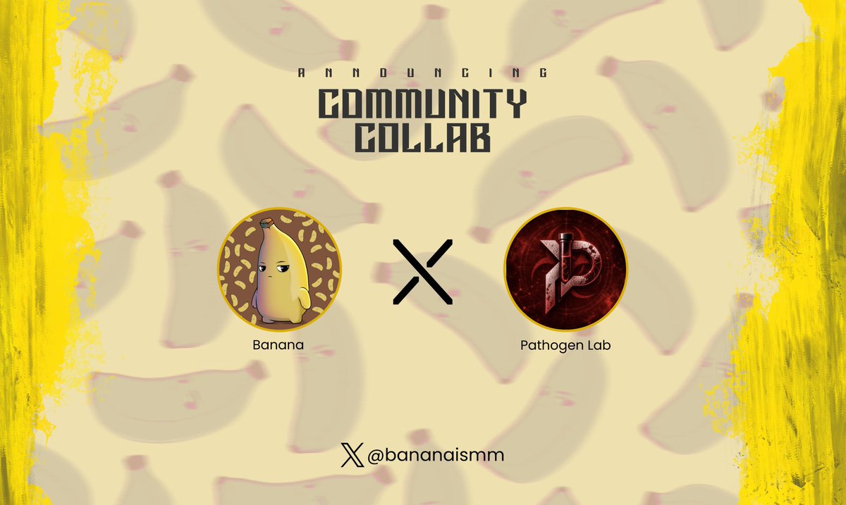 bananismm's tweet photo. Announce new colkaboration
Banana x @pathogenlabio 

bananas raffle is live: 5 GTD + 10 FCFS spots

Details: 

Mint Date: TBA
Mint Price: TBA
Supply: TBA
Chain: Robinhood

goodluck bananas! https://t.co/ktS4TAeKdm