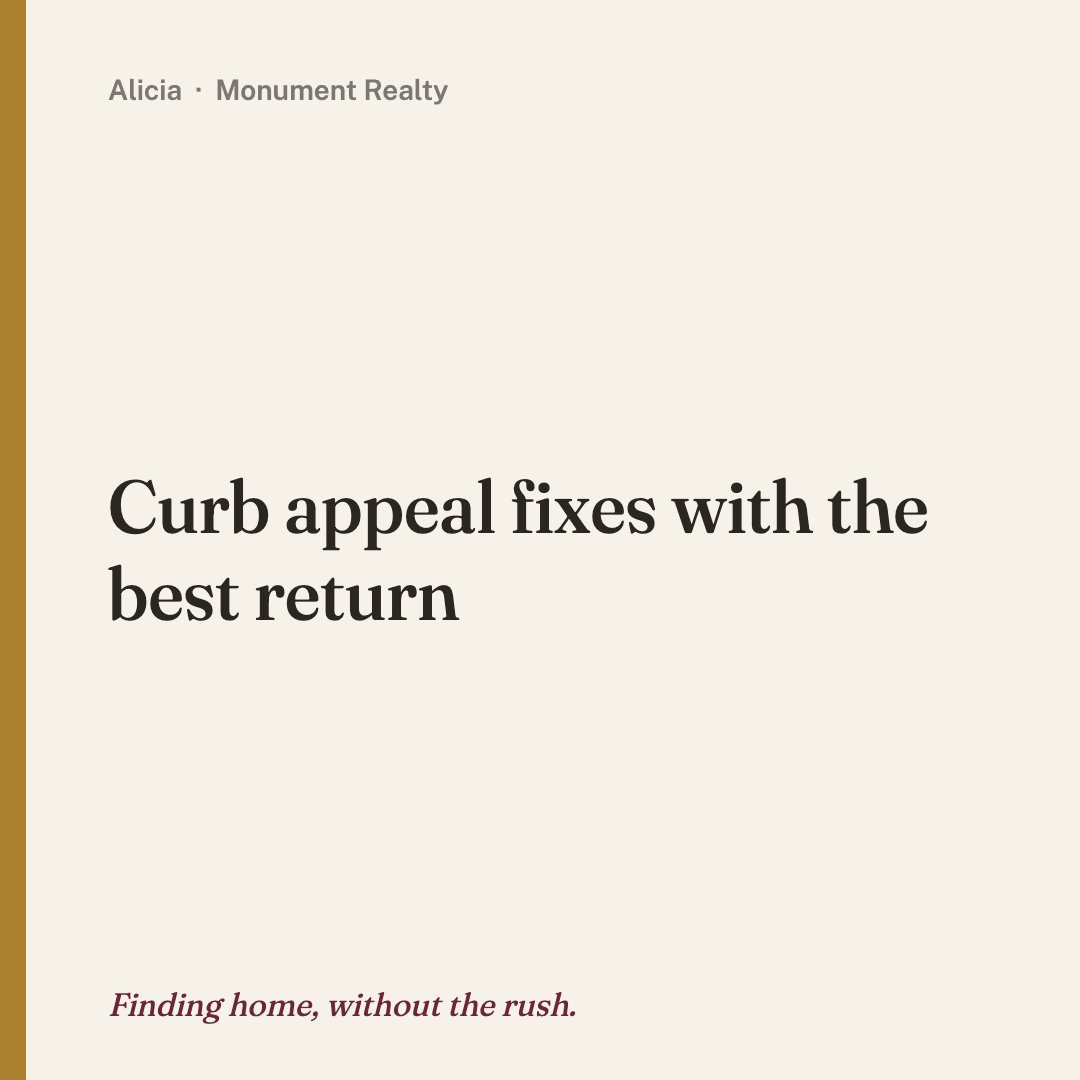 AliciaOakley's tweet photo. Buyers decide how they feel about a home before they walk through the door. The highest-return curb appeal fixes: a freshly painted front door, clean/mulched beds, pressure-washed walkways, and updated house numbers or lighting.🚪#CurbAppeal #SellingYourHome #SellerTip https://t.co/sKI2Oydvn4